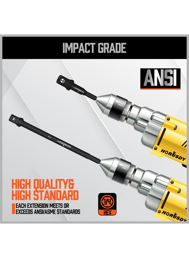 هورسدي محولات مقابس مثقاب كهربائي من 6 قطع، محول مقبس مفك عزم هيكس شانك 3 انش و6 انش، محول مقبس للمثقاب 1/4 انش 3/8 انش 1/2 انش - Image 4