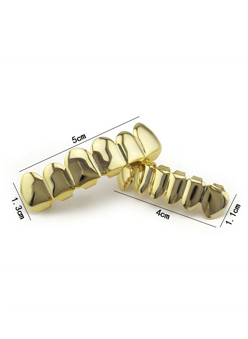 Barakah Hip Hop Style Teeth Grillz, Gold Plated High Polish Teeth, Removable Mouth Grills For Women Men - Image 2