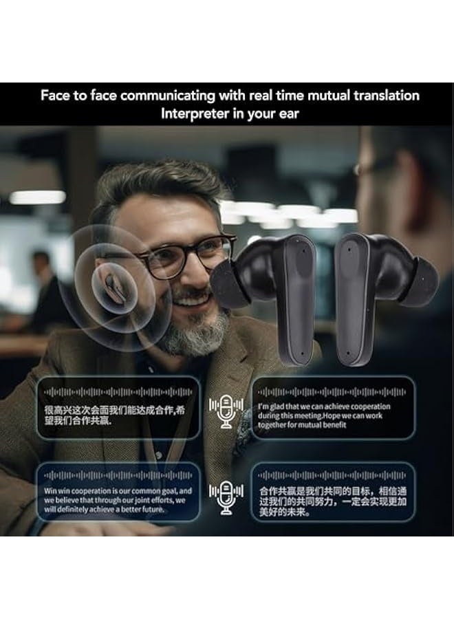 Topleo Language Translation Earbuds, BT Translation Earphones Real Time, Multi Language Translation Headset for Indoor, Outdoor with Touch Control, Stable Connection (Black) - Image 4