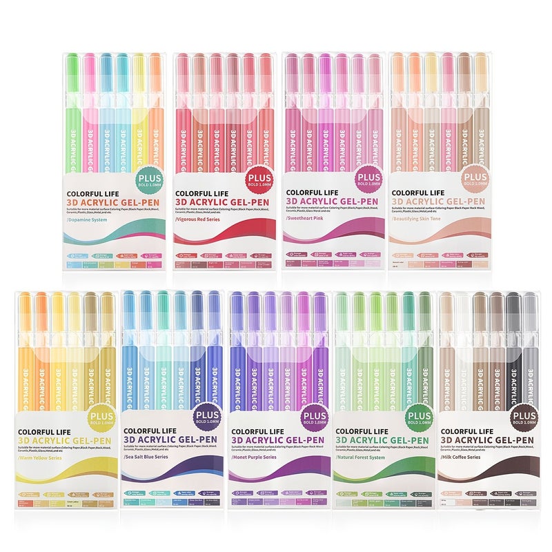 6 Pieces 3D Gel Markers 1mm Broad Tip High Gloss Quick Dry for Stone Glass Wood Ceramic Metal Craft - Image 4