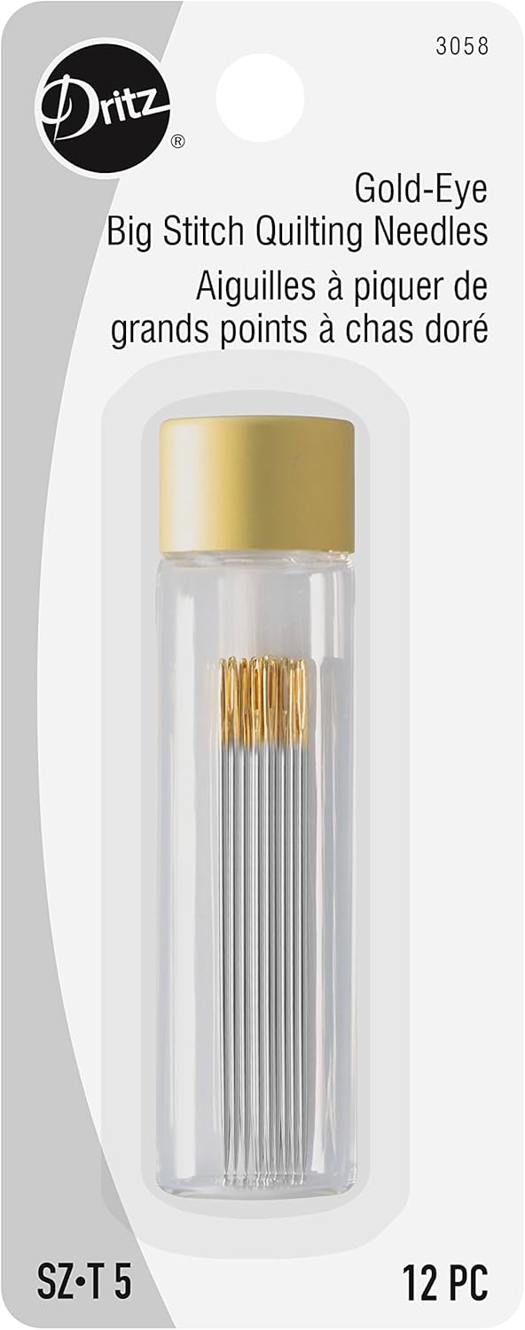 Dritz GoldEye Big Stitch Quilting Needles Size 5 12 CountSilver - Image 1