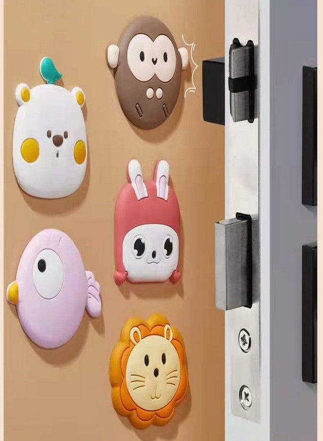TINSICO Door Stopper, Flexible Silicone Window Finger Protector/Door Stops Set with Lanyard for Home Kitchen Garden Office,Keep Your Kids Safe from Slamming Door (5 pcs Handle Bumpers)