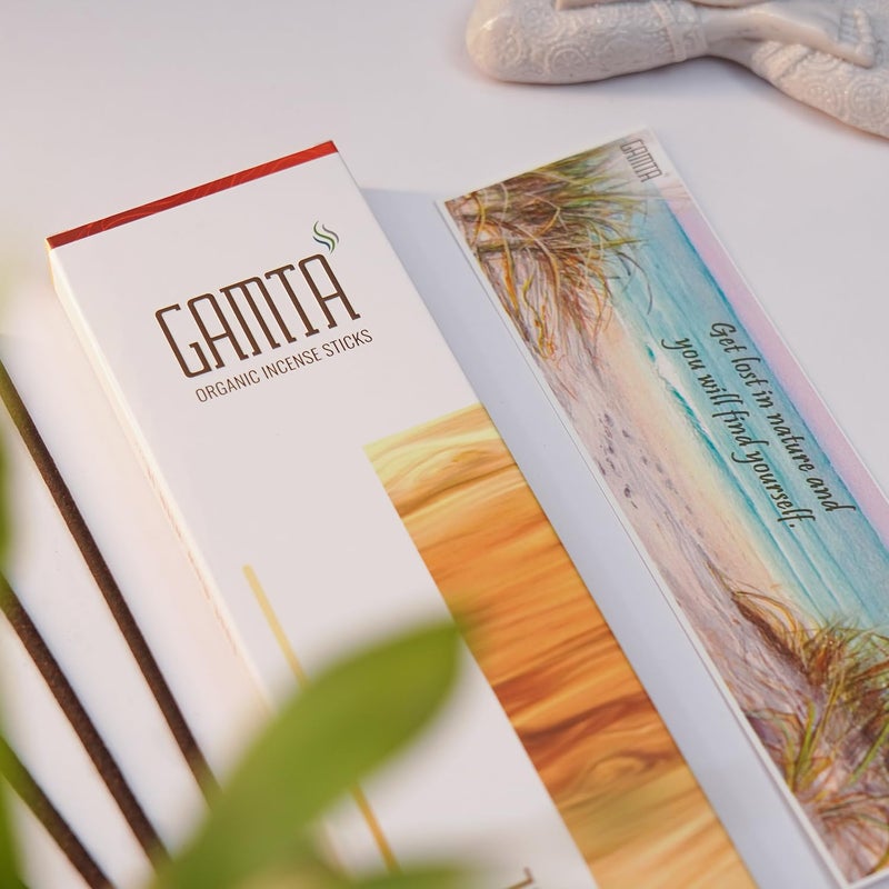 GAMTA Just flow with it عود غامتا العضوي عطر الزعفران سيمفونية عود للعبادة عبوة من 390 عود 24 سم يدوم 60 دقيقة خالي من الفحم عود عود مصنوع من بانشاجافيا النضارة التأمل - Image 3