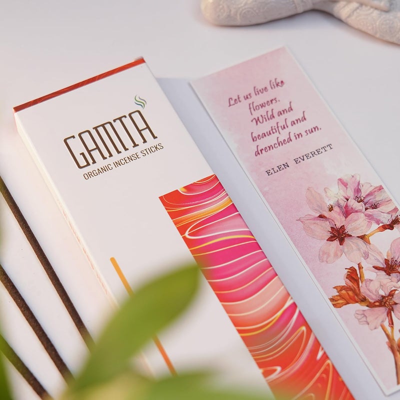 GAMTA Just flow with it عود غامتا العضوي عطر الزعفران سيمفونية عود للعبادة عبوة من 390 عود 24 سم يدوم 60 دقيقة خالي من الفحم عود عود مصنوع من بانشاجافيا النضارة التأمل - Image 2