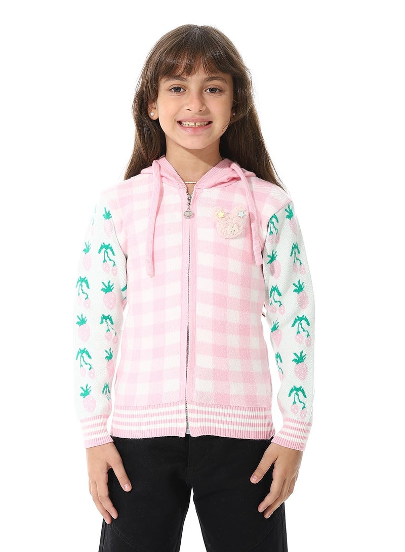 Andora Girls Checker Knitted  Sweater - Image 1