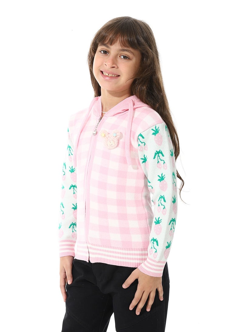 Andora Girls Checker Knitted  Sweater - Image 2