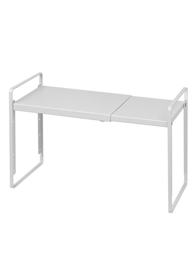 Nxconsu Cabinet Shelf Organizer, Expandable Width (13.4"-24.8"), 5-Level Adjustable Height, Metal Counter Shelf Riser Spice Rack for Kitchen Cupboard Pantry Under Sink Countertop, White, Non-Slip - Image 1