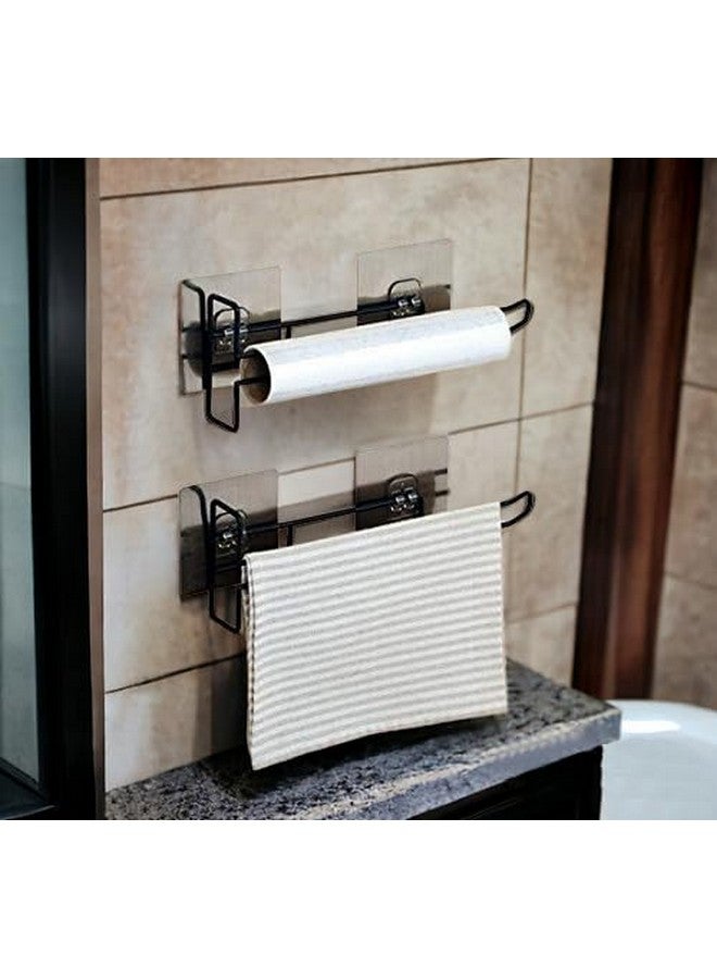 ZURATO Self ZURATO Self Adhesive Wall Mounted 3 in 1 Multi Functional Kitchen Rack for Towel Holder, Tissue Paper Rack, Wine Glass Holder (1pc Tissue Rack, Black) Toilet Paper Holder (25x4x9cm) - Image 5