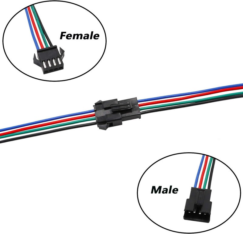 mxuteuk 20 زوج 22 AWG موصلات JST SM 4 دبابيس ذكر إلى أنثى لكابل LED 150 مم لشريط LED 5050 3528 - Image 2