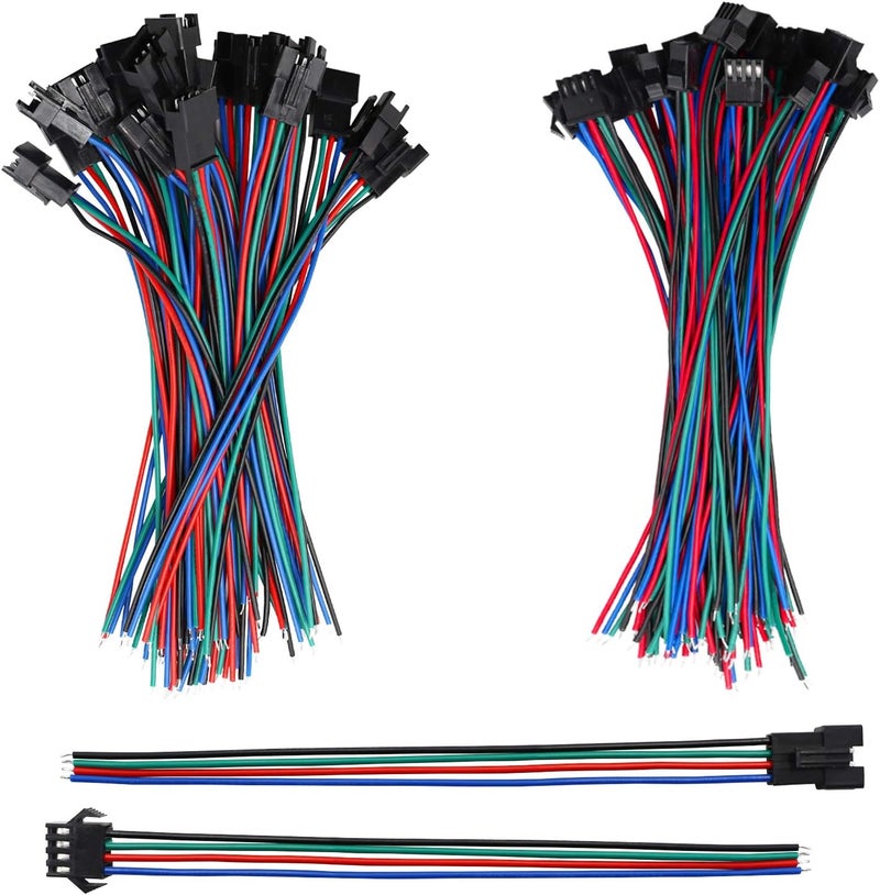 mxuteuk 20 زوج 22 AWG موصلات JST SM 4 دبابيس ذكر إلى أنثى لكابل LED 150 مم لشريط LED 5050 3528 - Image 1