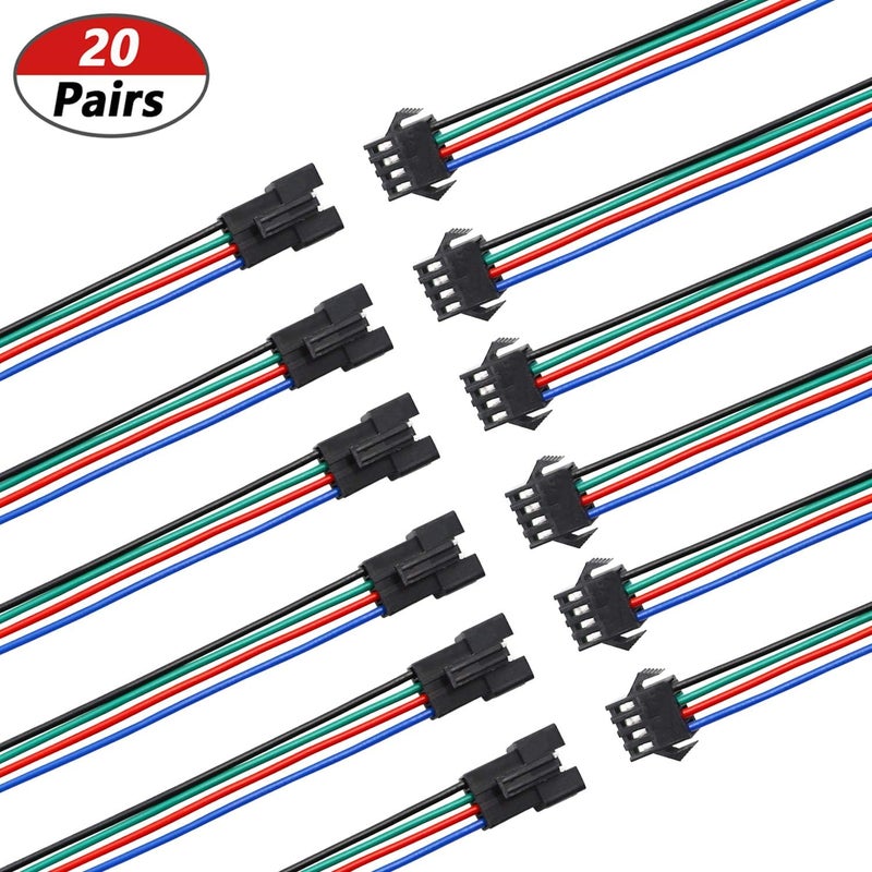 mxuteuk 20 زوج 22 AWG موصلات JST SM 4 دبابيس ذكر إلى أنثى لكابل LED 150 مم لشريط LED 5050 3528 - Image 4