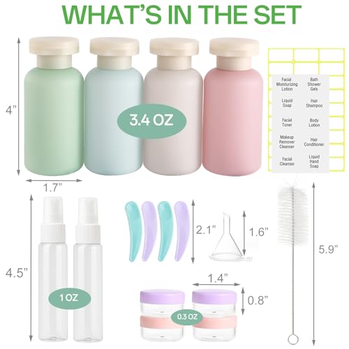 YNSHOUNA 18 Pack Travel Bottles for Toiletries, TSA Approved Leak Proof Refillable Plastic Travel Containers, BPA Free Travel Essentials for Shampoo Conditioner Lotion Liquids, Airport Carry On Accessories - Image 2
