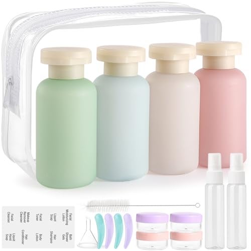 YNSHOUNA 18 Pack Travel Bottles for Toiletries, TSA Approved Leak Proof Refillable Plastic Travel Containers, BPA Free Travel Essentials for Shampoo Conditioner Lotion Liquids, Airport Carry On Accessories - Image 1