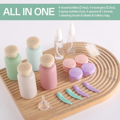YNSHOUNA 18 Pack Travel Bottles for Toiletries, TSA Approved Leak Proof Refillable Plastic Travel Containers, BPA Free Travel Essentials for Shampoo Conditioner Lotion Liquids, Airport Carry On Accessories - Image 4
