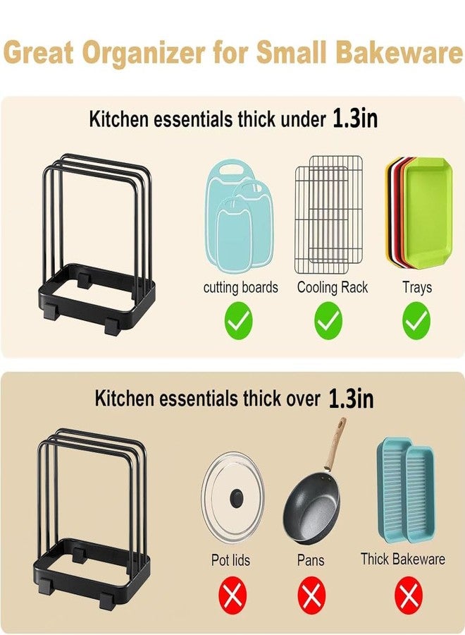 MINGFANITY Cutting Board Organizer, Cutting Board Holder Rack, Baking Cookie Pan Sheets for Cabinet Storage or Kitchen Counter (Black) - Image 3