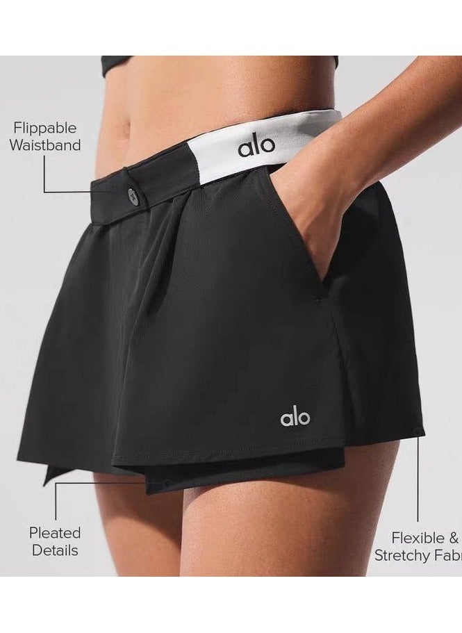 alo - ALO sports water-cooled quick-drying yoga shorts with pockets, running anti-exposure fitness shorts - Image 1