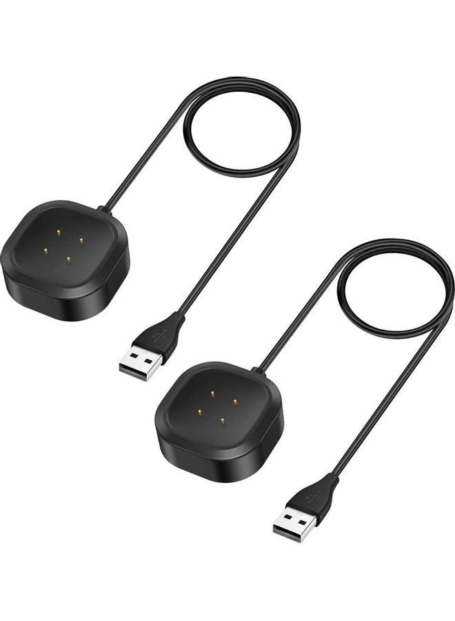 NIBEMINENT 2-Piece Charging Cable Set For Versa 3/ Fitbit 4/Fitbit Sense/ Sense 2 Watch Black  - Image 1
