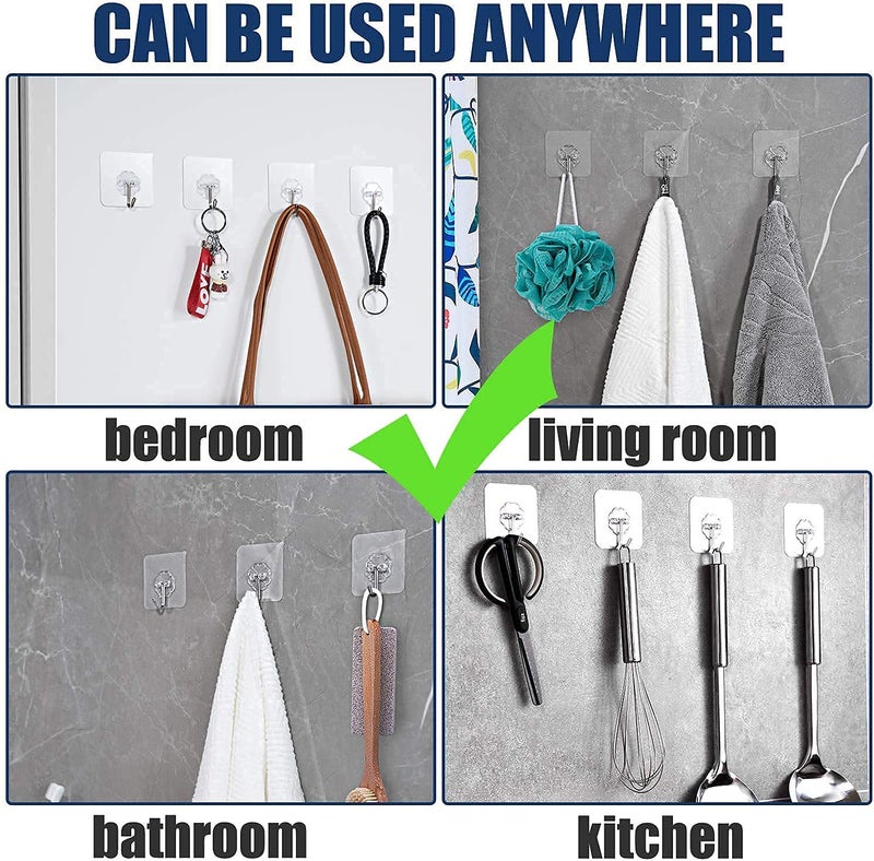 Kmils Multipurpose Self-Adhesive Heavy Duty Hook for Wall, Bathroom, Kitchen | Wall Clips Hook Adhesive Strong, Wall Hanger Hook Sticker Pack of (6) - Image 5