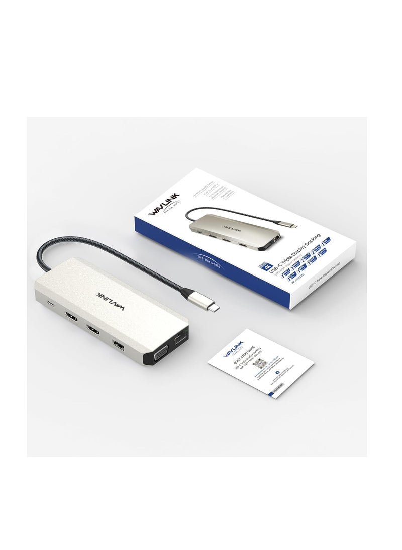 ماركة غير محددة ويفلينك موزع USB C قاعدة شحن 12 في 1 شاشة ثلاثية مزدوجة مع 2 HDMI VGA 100 واط PD ايثرنت 5 قارئ بطاقات SD/TF صوت لاجهزة ماك/ديل/ايسر/اتش بي/اسوس/ستيم ديك/روج الي/لينوفو لابتوب  - Image 3