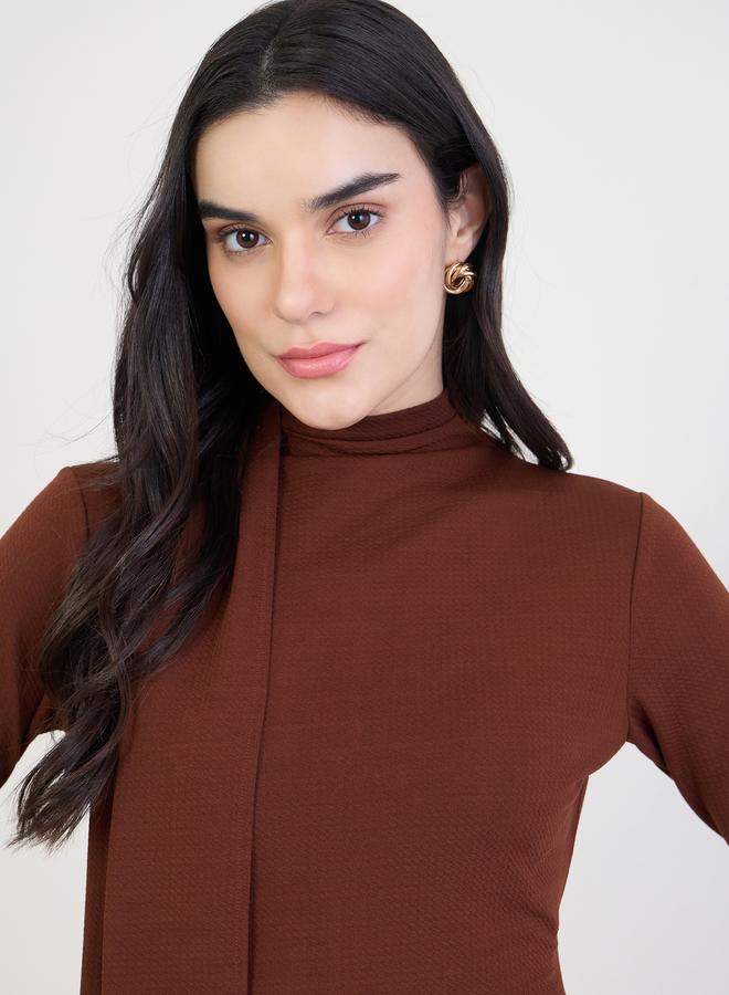 Styli Women Brown Bodycon Maxi Dress - Image 4