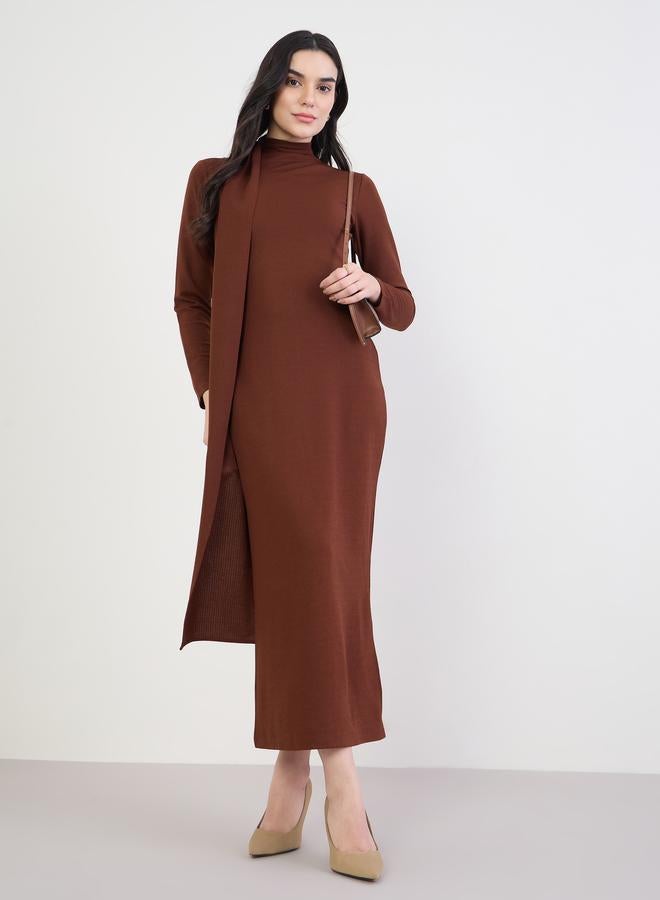 Styli Women Brown Bodycon Maxi Dress - Image 2