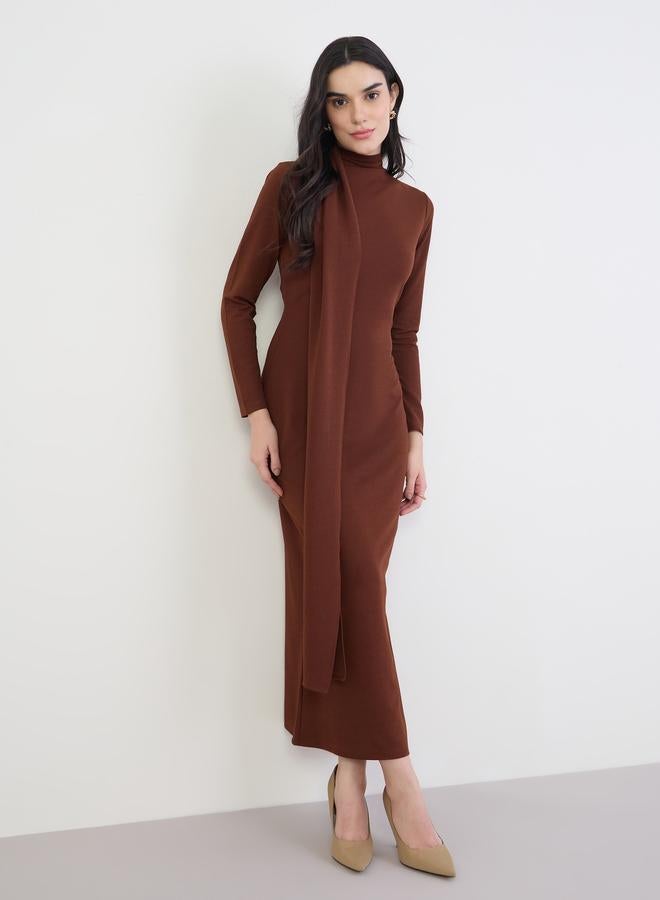 Styli Women Brown Bodycon Maxi Dress - Image 1