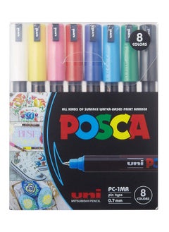 POSCA Posca Acrylic Paint Pens Set 8PCS Ultra fine size 0.7mm 8 Colors  - Image 1