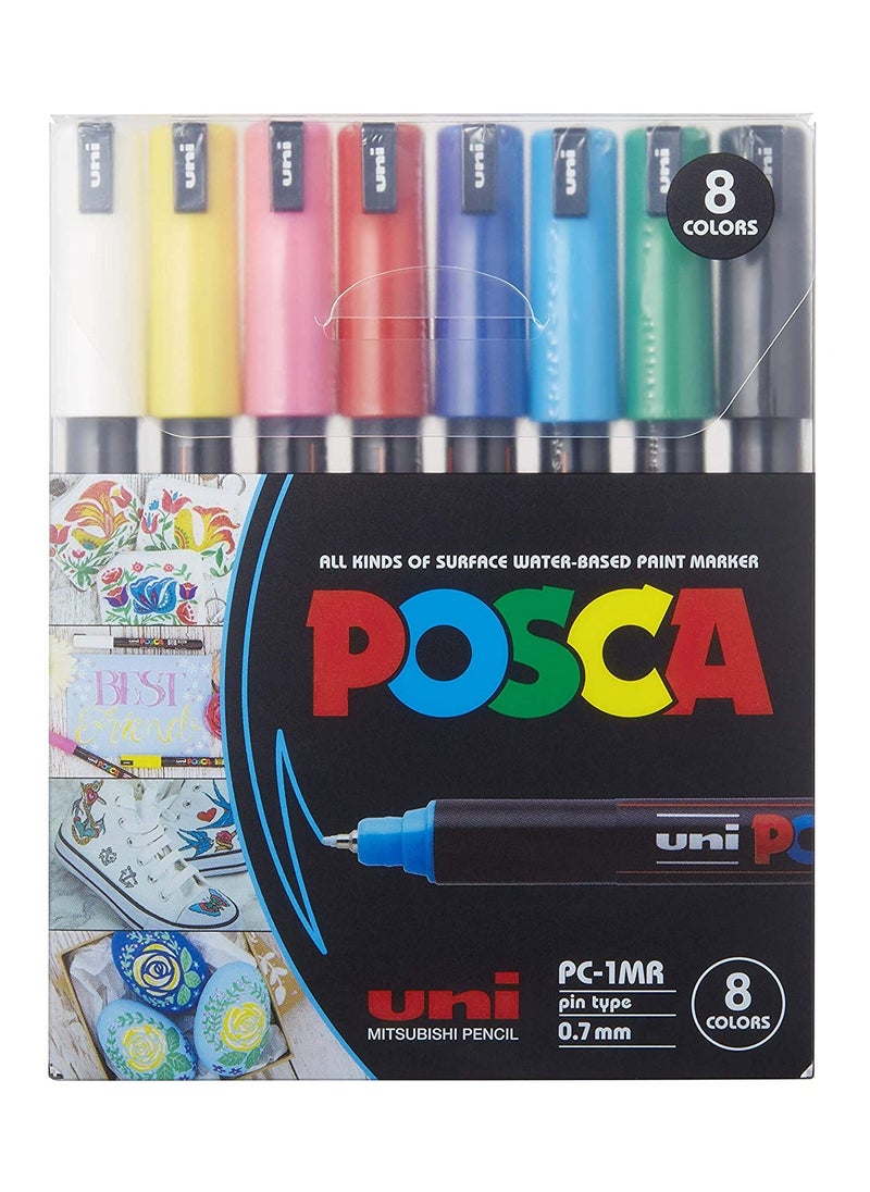 POSCA - Posca Acrylic Paint Pens Set 8PCS Ultra fine size 0.7mm 8 Colors - Image 1