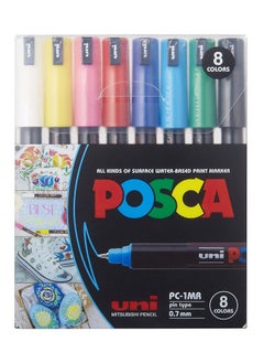 POSCA Posca Acrylic Paint Pens Set 8PCS Ultra fine size 0.7mm  - Image 1