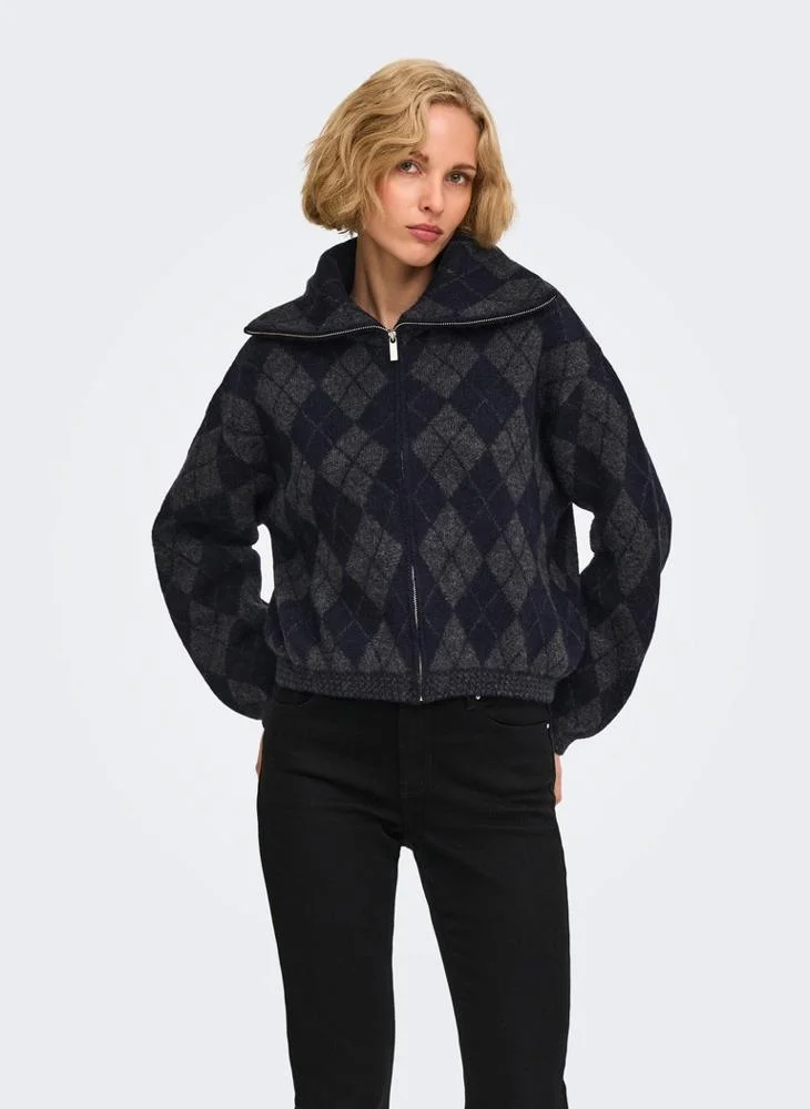 Only Onlmaroon  Zip Collar Cardigan