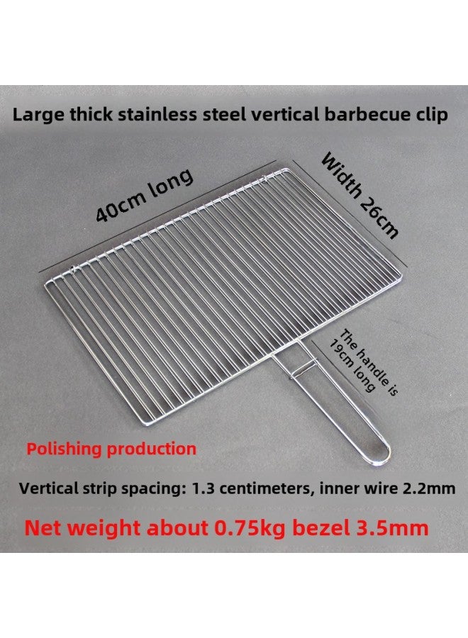 Bold 304 Stainless Steel Barbecue Clip Home Barbecue Net Grilled Fish Clip Barbecue Net Clip Commercial Barbecue Tool Net-Color:(polished And Thickened) Large Vertical Strip Clip 40x26 - Image 1