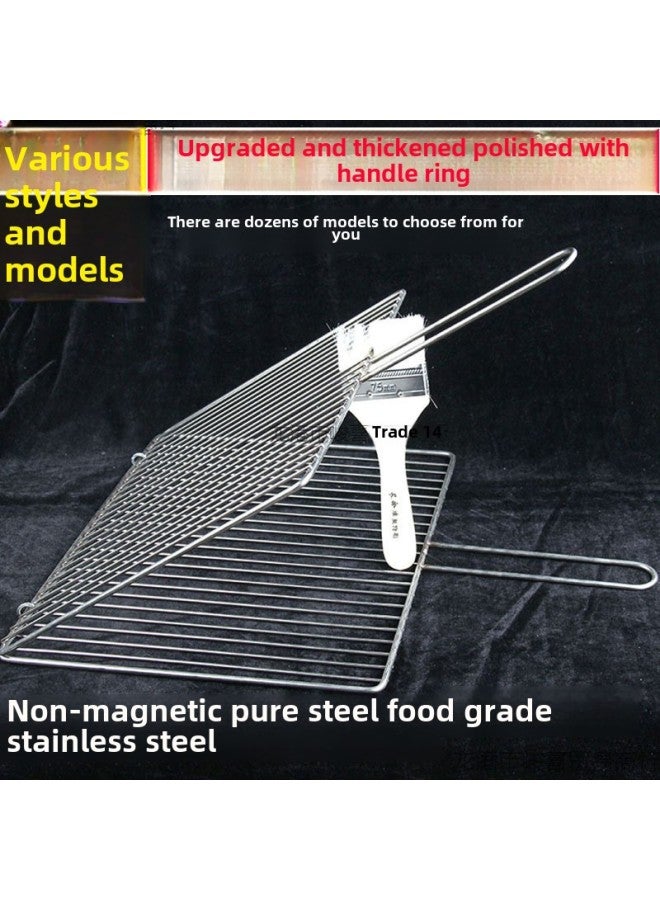 Bold 304 Stainless Steel Barbecue Clip Home Barbecue Net Grilled Fish Clip Barbecue Net Clip Commercial Barbecue Tool Net-Color:(polished And Thickened) Large Vertical Strip Clip 40x26 - Image 2