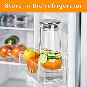 Heroox HEROOX 1.3 Liter Glass Pitcher with Stainless Steel Lid Iced Tea Water Wine Coffee Milk Juice Beverage Carafe & Sun Tea Jar 1300ml  - Image 5