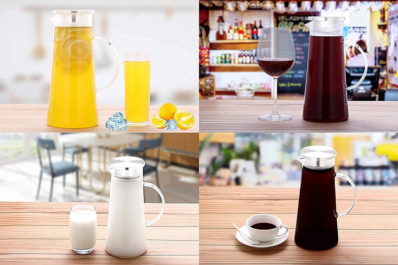 Heroox HEROOX 1.3 Liter Glass Pitcher with Stainless Steel Lid Iced Tea Water Wine Coffee Milk Juice Beverage Carafe & Sun Tea Jar 1300ml  - Image 4