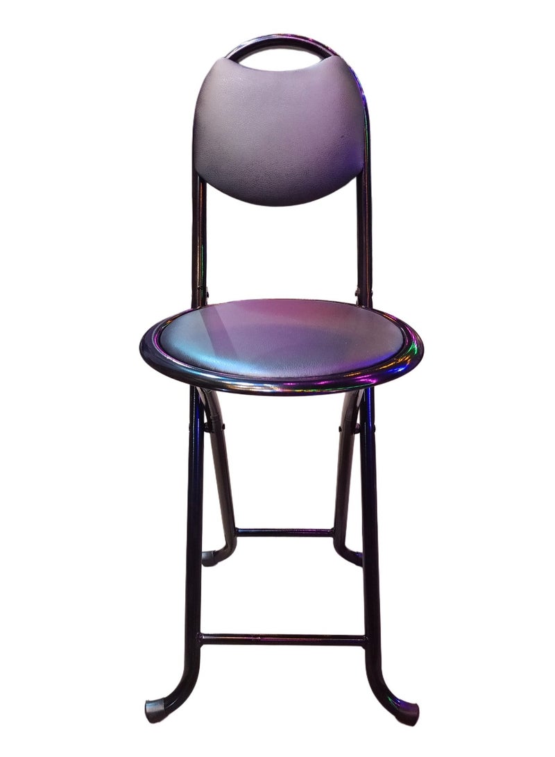 Metal prayer chair made of iron for prayer, for the elderly, and for the kitchen - foldable - highly durable, can bear up to 150 kg - fully imported - black color - Image 2