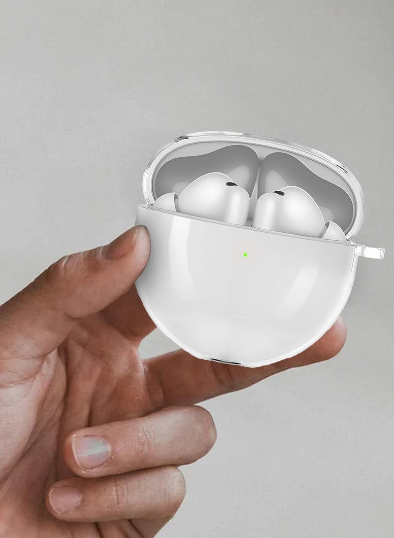 CATANES TPU Protective Cover for Freebuds 7i Case - with Lightweight Slim Design and Metal Keychain - Clear - Image 4