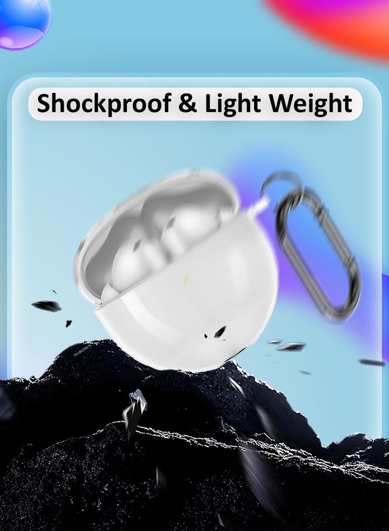 CATANES TPU Protective Cover for Freebuds 7i Case - with Lightweight Slim Design and Metal Keychain - Clear - Image 3