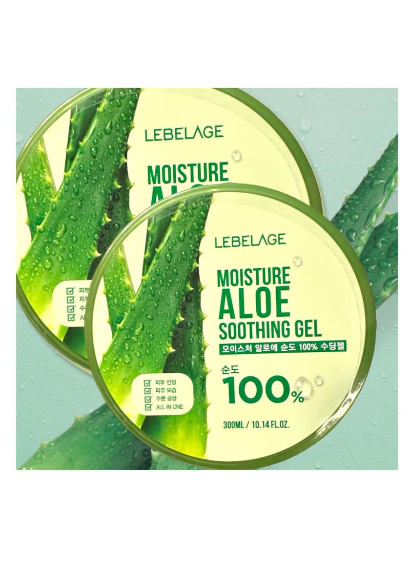 Lebelage Moisture Aloe Soothing Gel Duo - Pure Aloe Vera Hydration - 20.29 fl.oz Twin Pack  - Image 1