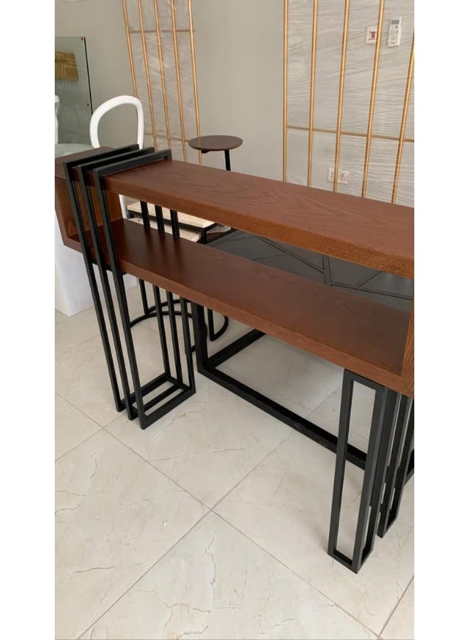 Horoof Market Horoof Home® Modern Industrial Console Table – Dual Wooden Shelves with Sturdy Black Metal Frame, Stylish Entryway & Living Room Accent  - Image 1
