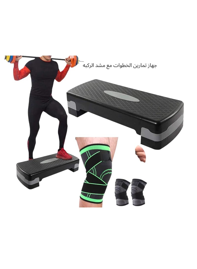 Generic Antna step exerciser for training, 25 x 10 x 15 cm  Together 2-Piece Compression Knee Brace for Men and Women, Knee Support for Running, Cycling, Basketball with Adjustable Strap  - Image 1