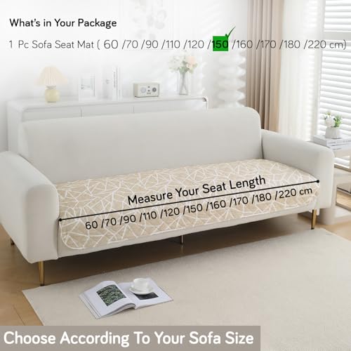 HOKIPO 'Elira Series' Polyester Blend Water Repellent + Waterproof Quilted Sofa Mats | Make Your Own Sofa Cover Set | Length 150cm - Beige Abstract Geometry (AR-5246-C3) - Image 5