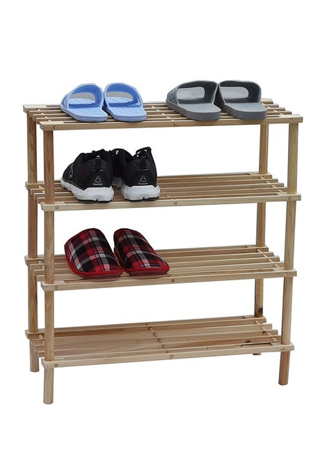 Wooden Shoe Rack 4 Tier 74Cm Natural