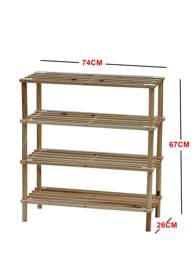 Feelings - Wooden Shoe Rack 4 Tier 74Cm Natural - Image 1