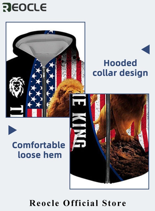 ريوكل طقم هودي رجالي مكون من قطعتين، سويت شيرت، بقلنسوة بأكمام طويلة، مطبوع ثلاثي الأبعاد، مع سحاب، بنطال رياضي، بدلة كاجوال - Image 4