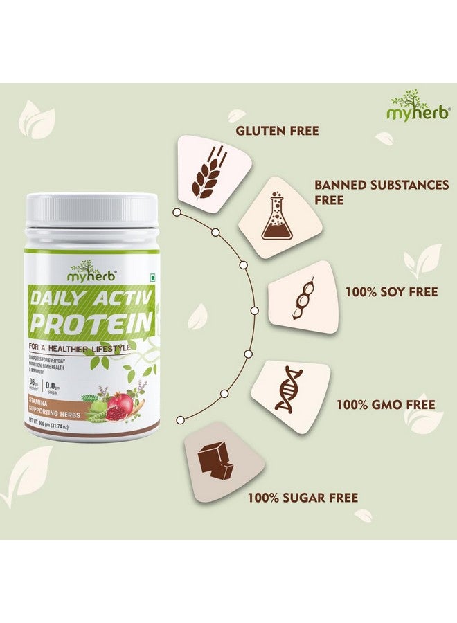 MYHERB Daily Active Protein | 36gm Protein (Whey+Pea Protein)|Stamina Supporting Hebrs Tulsi,Amla & 8 Herbs|Supports Everyday Nutrition,Bone Health & Immunity For Women (Chocolate, 900 g (Pack of 1)) - Image 5