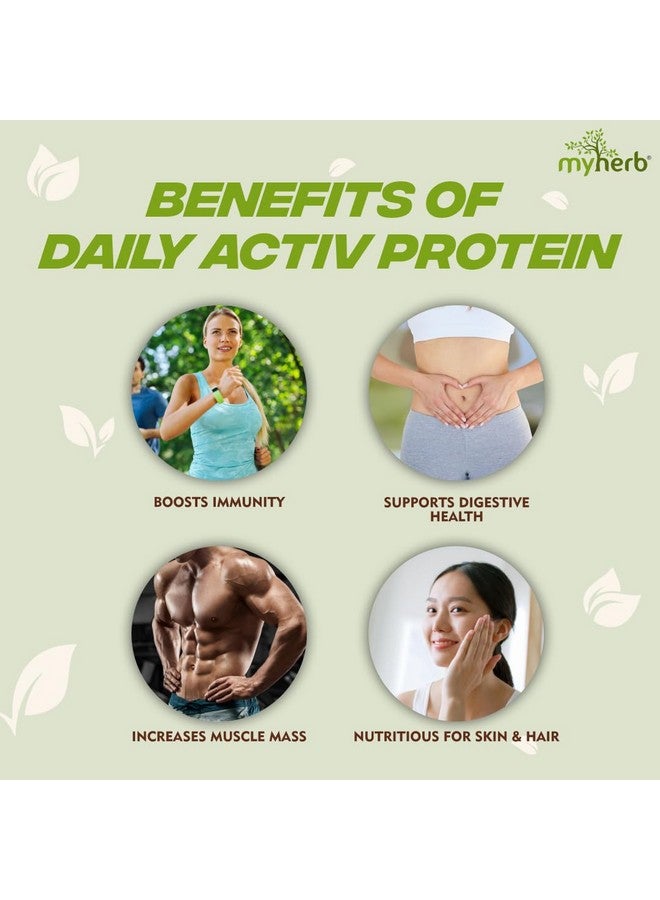 MYHERB Daily Active Protein | 36gm Protein (Whey+Pea Protein)|Stamina Supporting Hebrs Tulsi,Amla & 8 Herbs|Supports Everyday Nutrition,Bone Health & Immunity For Women (Chocolate, 900 g (Pack of 1)) - Image 4