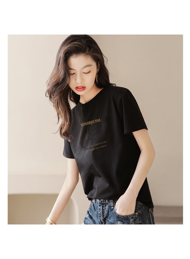 Women's T-shirt Short Sleeve 2025 Loose Fit Cotton Top Slimming Round Neck Basic Tee For Spring/summer - Image 3