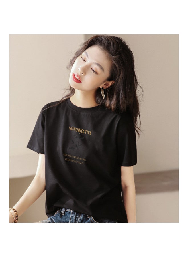 Women's T-shirt Short Sleeve 2025 Loose Fit Cotton Top Slimming Round Neck Basic Tee For Spring/summer - Image 2