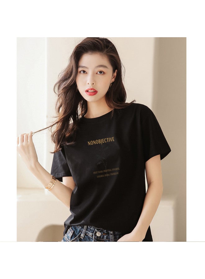 Women's T-shirt Short Sleeve 2025 Loose Fit Cotton Top Slimming Round Neck Basic Tee For Spring/summer - Image 4