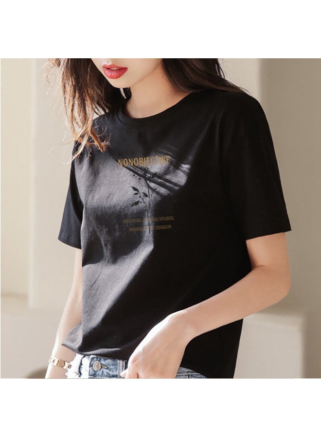 Women's T-shirt Short Sleeve 2025 Loose Fit Cotton Top Slimming Round Neck Basic Tee For Spring/summer - Image 5